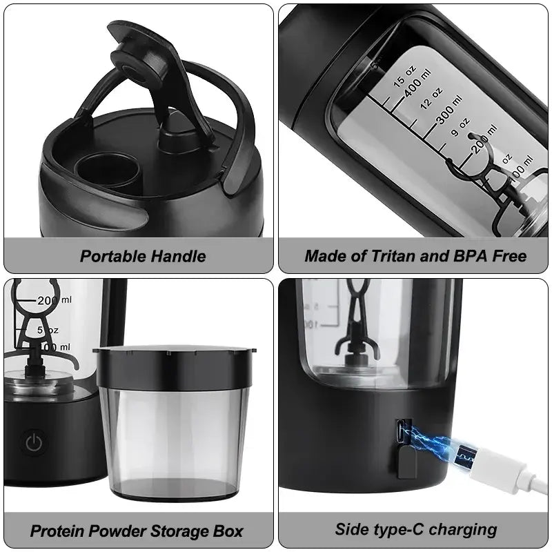 Electric Protein Shaker Bottle - USB Rechargeable Mixer