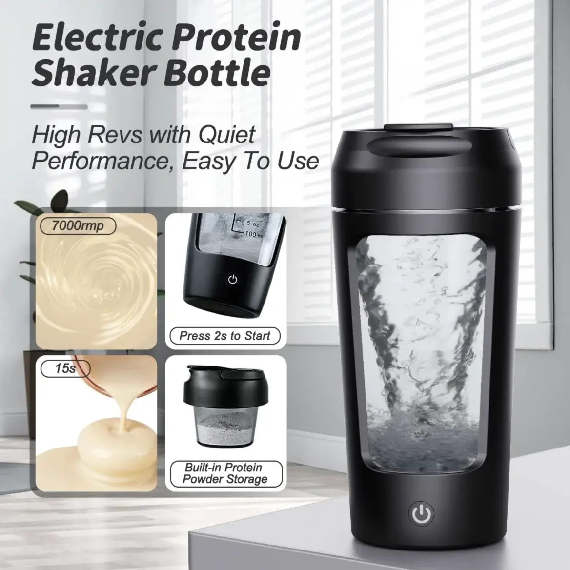 Electric Protein Shaker Bottle - USB Rechargeable Mixer