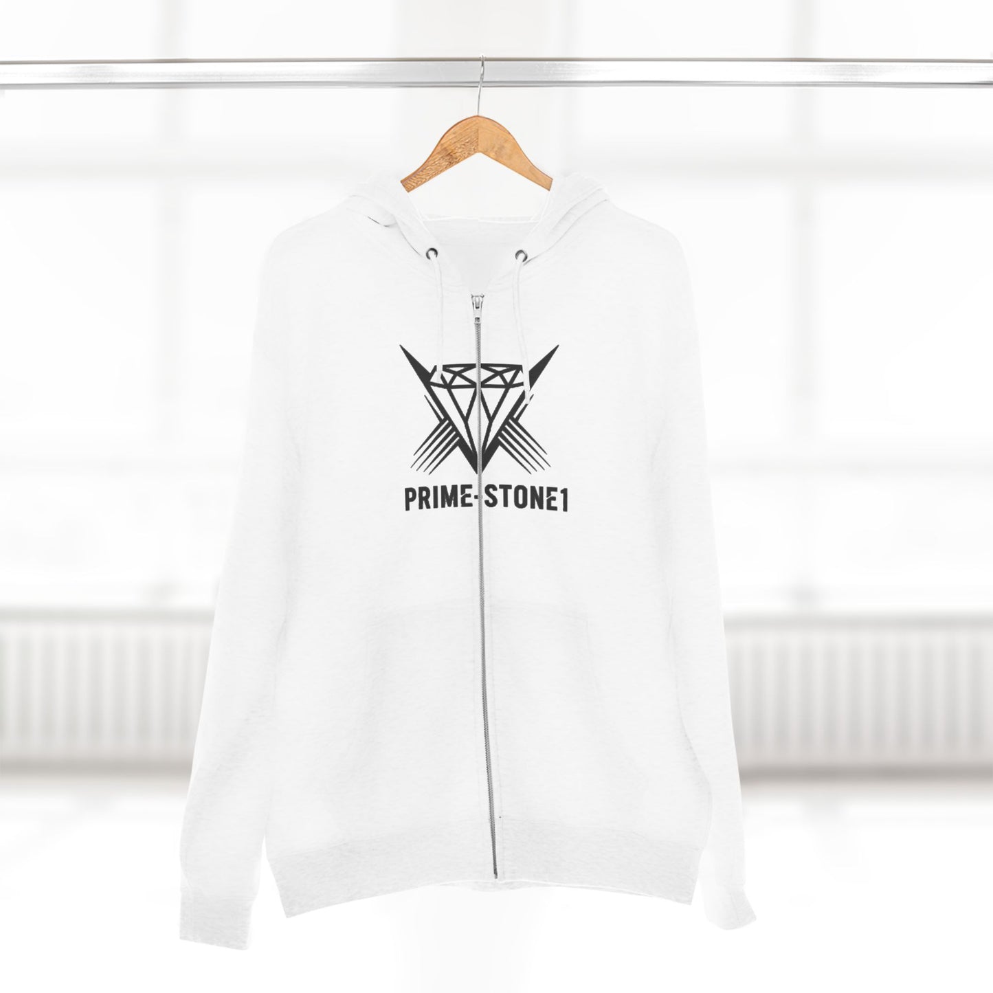 Winged Emblem Zip Hoodie — Prime-Stone1 Graphic Zip-Up