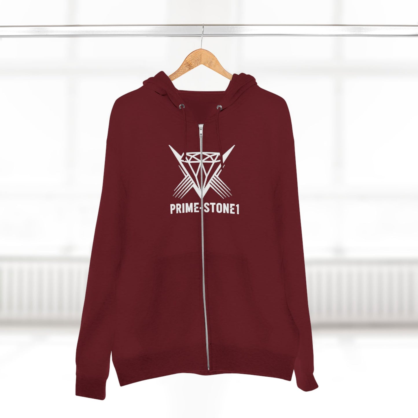 Winged Emblem Zip Hoodie — Prime-Stone1 Graphic Zip-Up