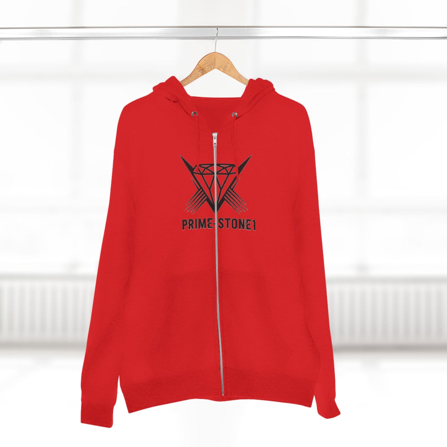 Winged Emblem Zip Hoodie — Prime-Stone1 Graphic Zip-Up