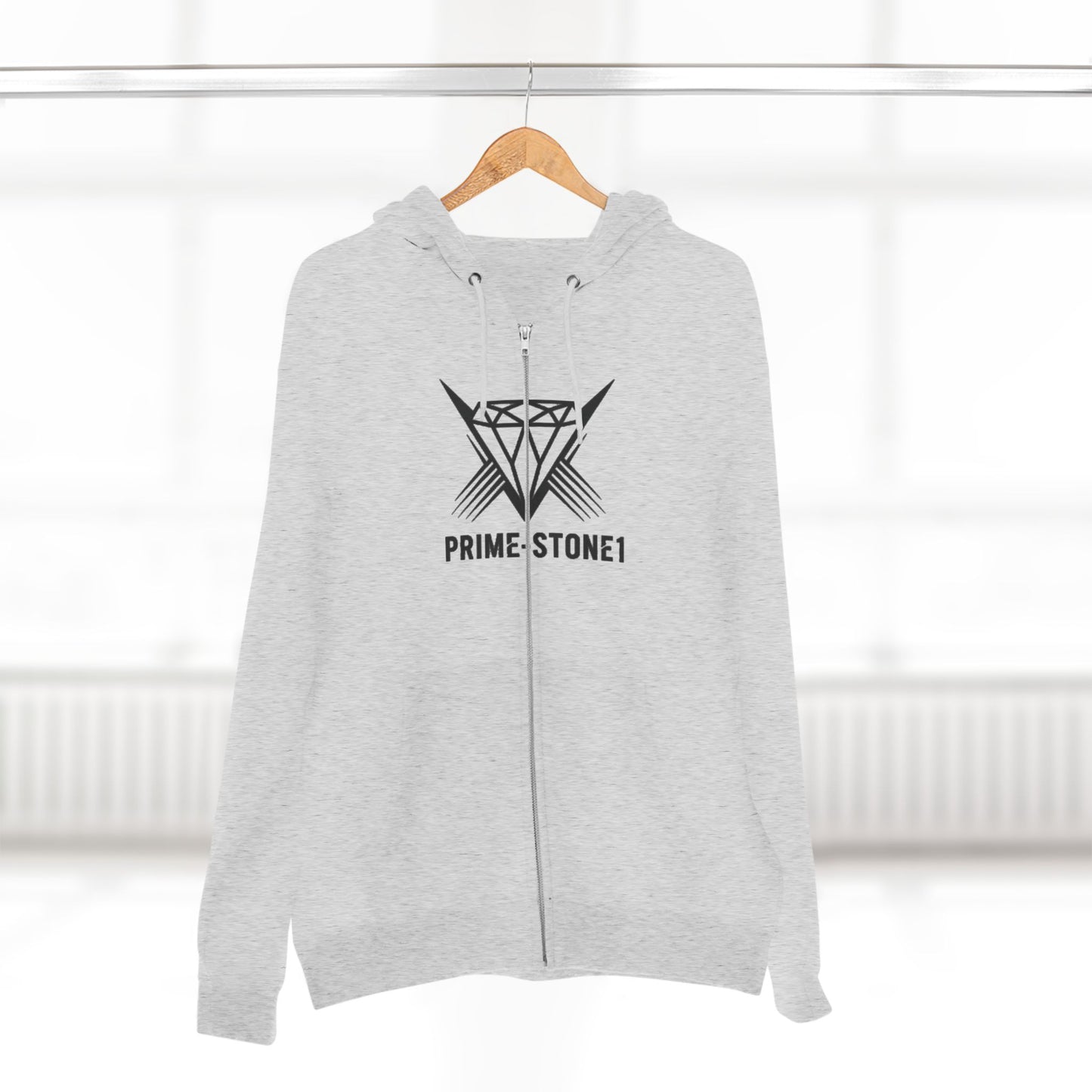 Winged Emblem Zip Hoodie — Prime-Stone1 Graphic Zip-Up
