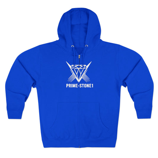 Winged Emblem Zip Hoodie — Prime-Stone1 Graphic Zip-Up