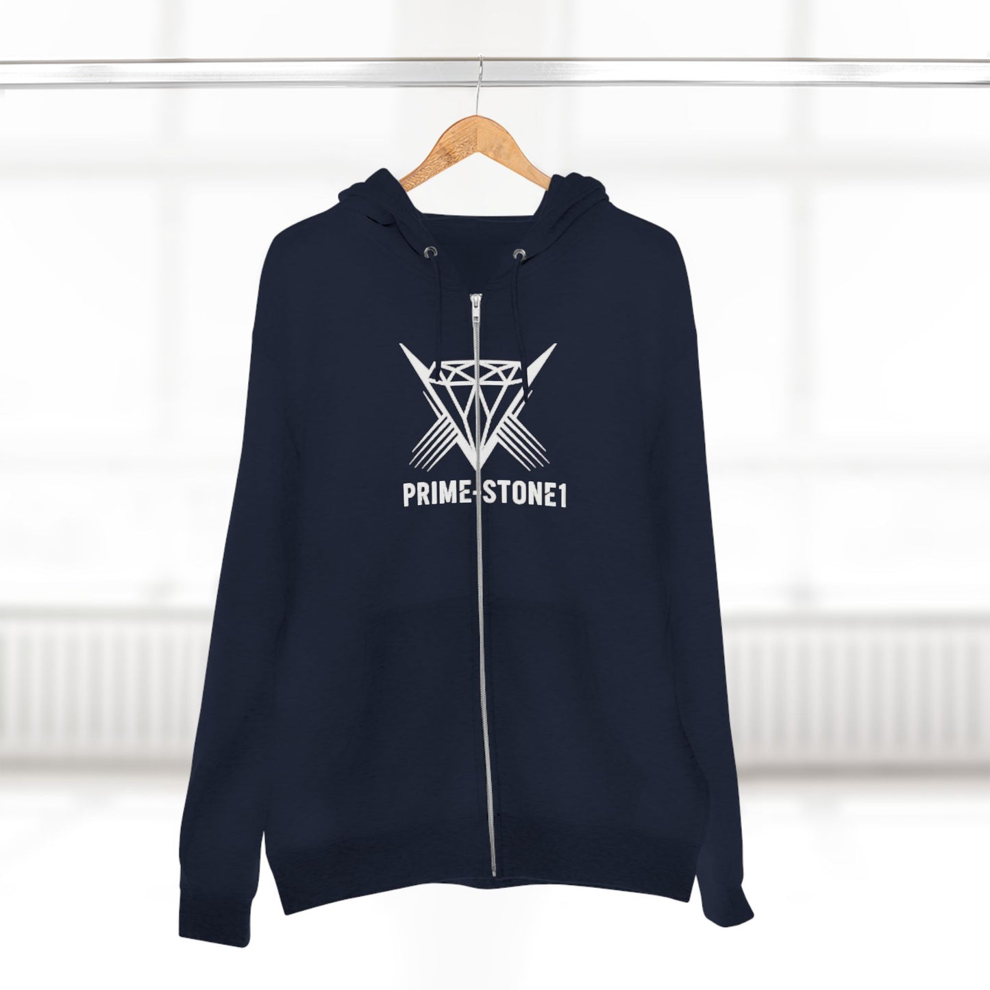 Winged Emblem Zip Hoodie — Prime-Stone1 Graphic Zip-Up