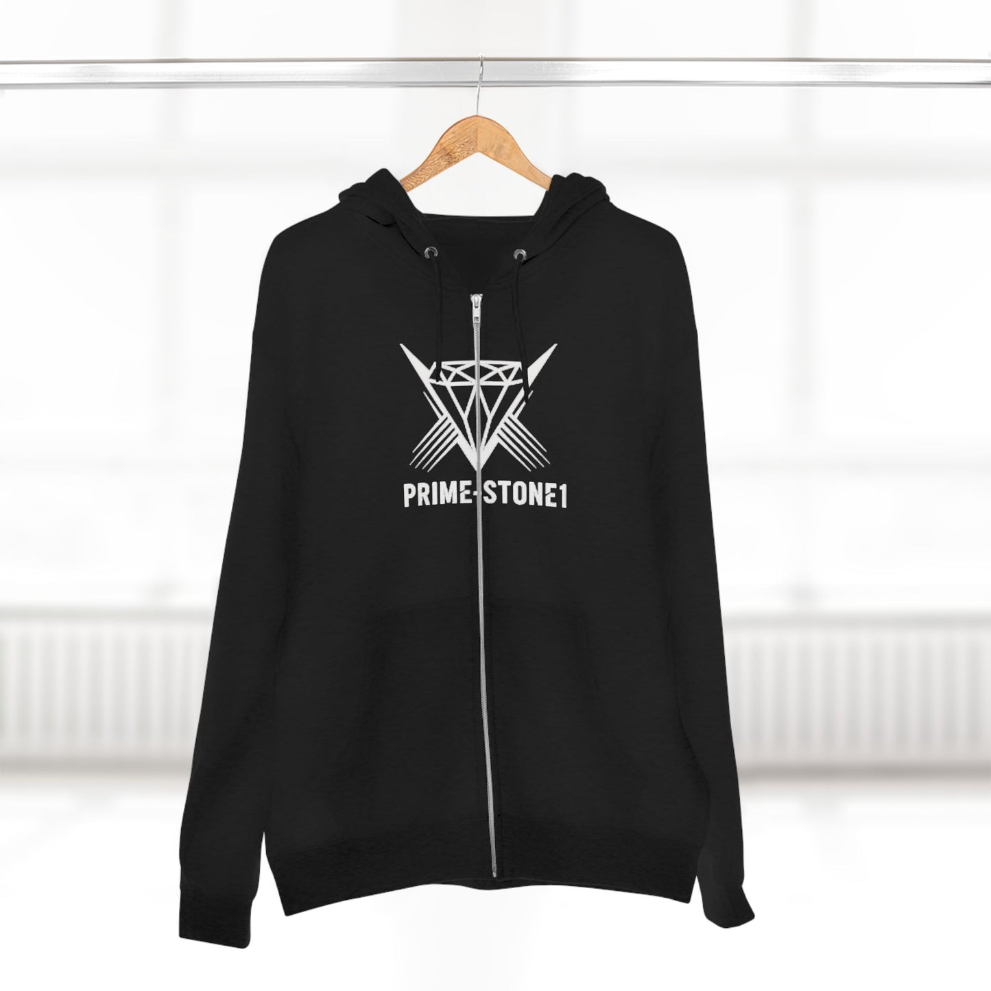Winged Emblem Zip Hoodie — Prime-Stone1 Graphic Zip-Up